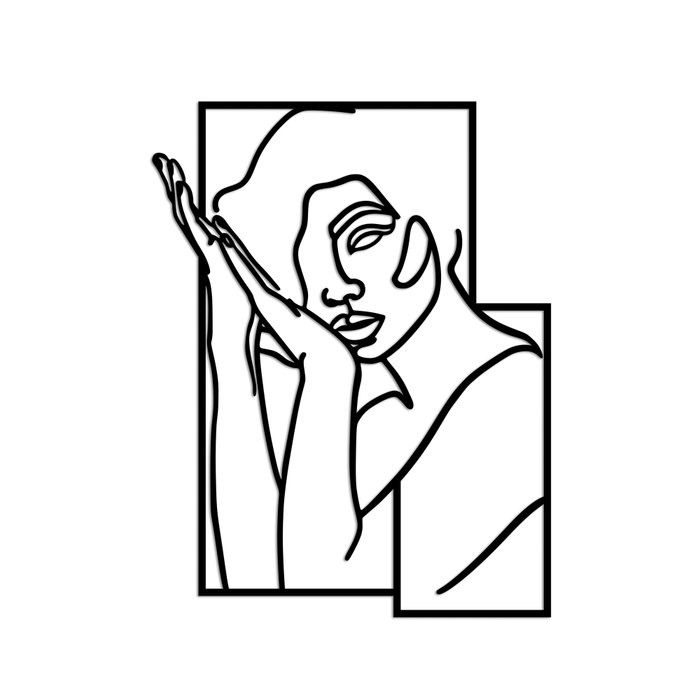 Wallity Woman 2 - M Escultura de Pared de Metal Negra